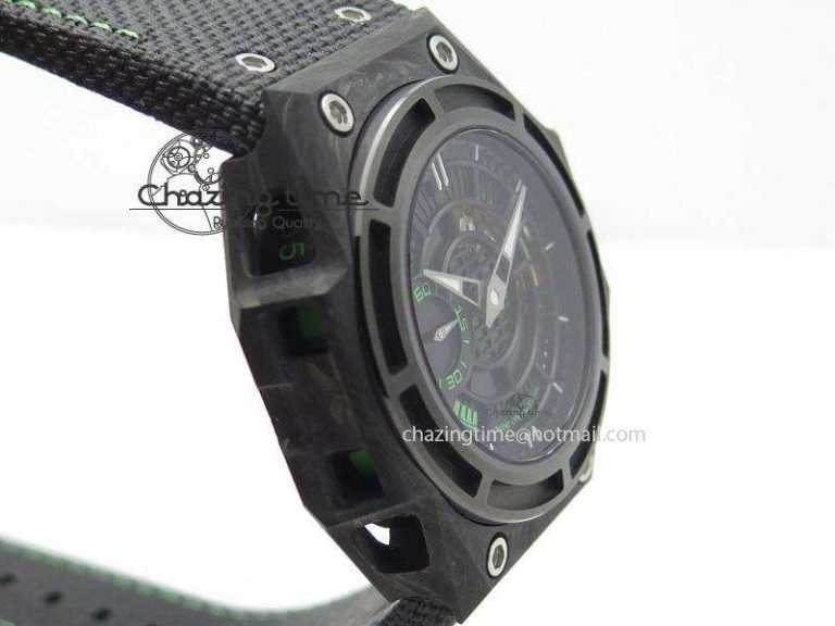 Original Spidolite II Tech Green Forged Carbon V6F Best Edition On Black Nylon Strap A 7528