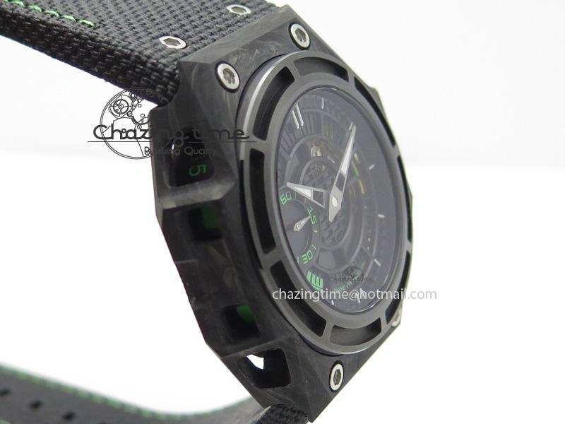 Original Spidolite II Tech Green Forged Carbon V6F Best Edition On Black Nylon Strap A 7528