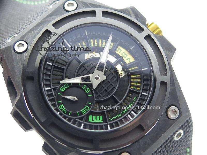 Original Spidolite II Tech Green Forged Carbon V6F Best Edition On Black Nylon Strap A 7528