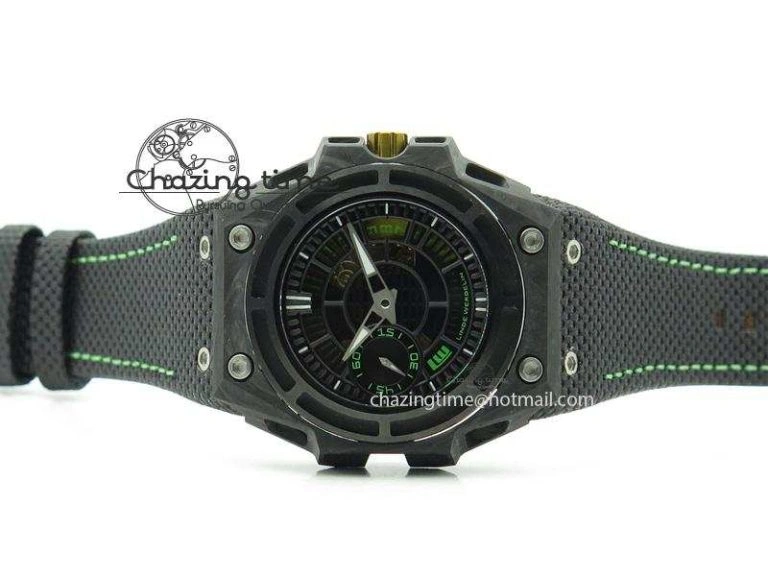 Original Spidolite II Tech Green Forged Carbon V6F Best Edition On Black Nylon Strap A 7528