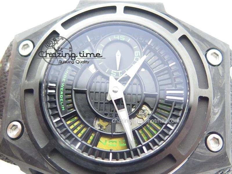 Original Spidolite II Tech Green Forged Carbon V6F Best Edition On Black Nylon Strap A 7528