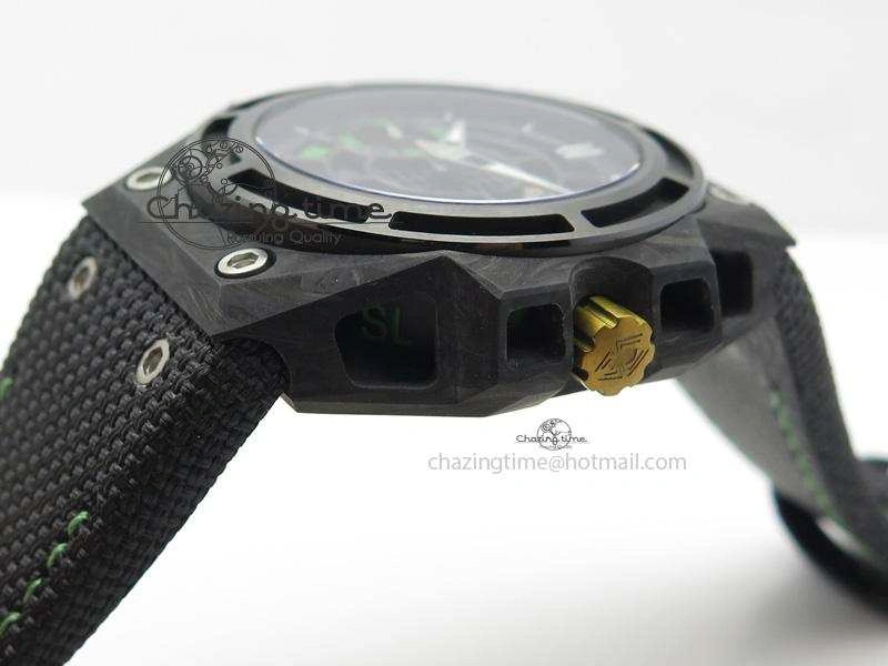 Original Spidolite II Tech Green Forged Carbon V6F Best Edition On Black Nylon Strap A 7528