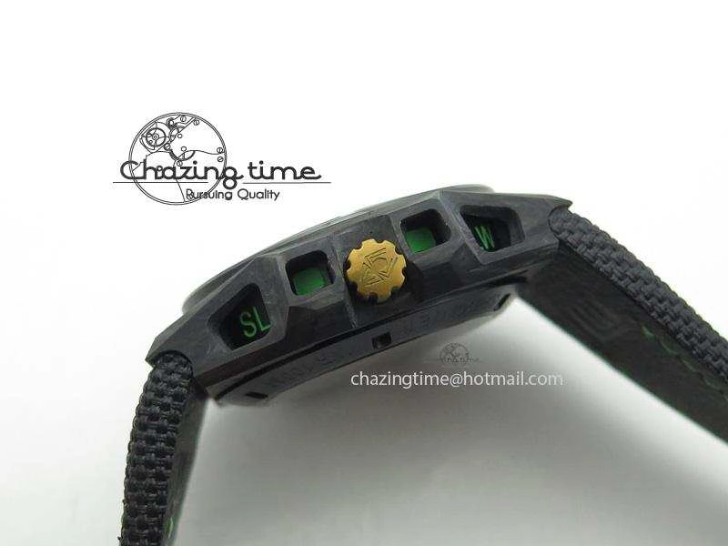 Original Spidolite II Tech Green Forged Carbon V6F Best Edition On Black Nylon Strap A 7528