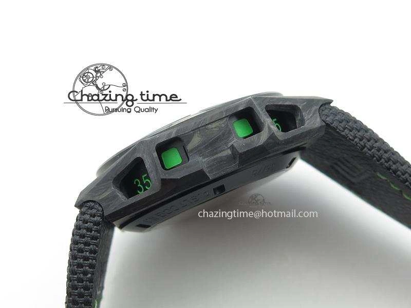 Original Spidolite II Tech Green Forged Carbon V6F Best Edition On Black Nylon Strap A 7528