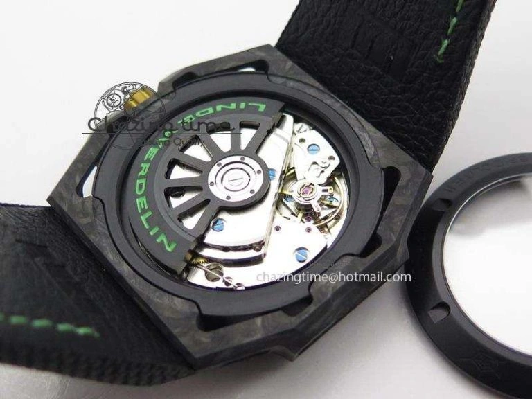 Original Spidolite II Tech Green Forged Carbon V6F Best Edition On Black Nylon Strap A 7528