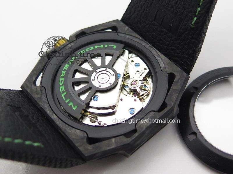 Original Spidolite II Tech Green Forged Carbon V6F Best Edition On Black Nylon Strap A 7528