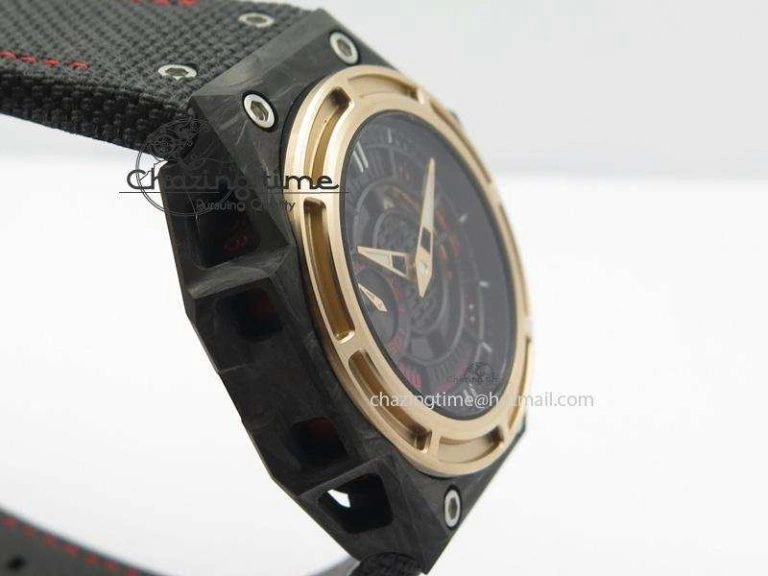 TravelReady Spidolite Tech Gold Forged Carbon  V6F Best Edition On Black Nylon Strap A 7525