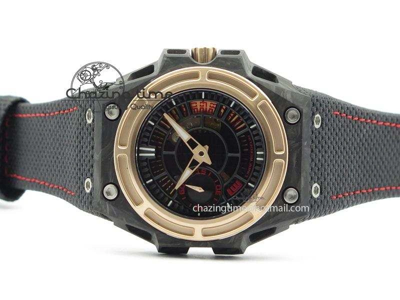 TravelReady Spidolite Tech Gold Forged Carbon  V6F Best Edition On Black Nylon Strap A 7525