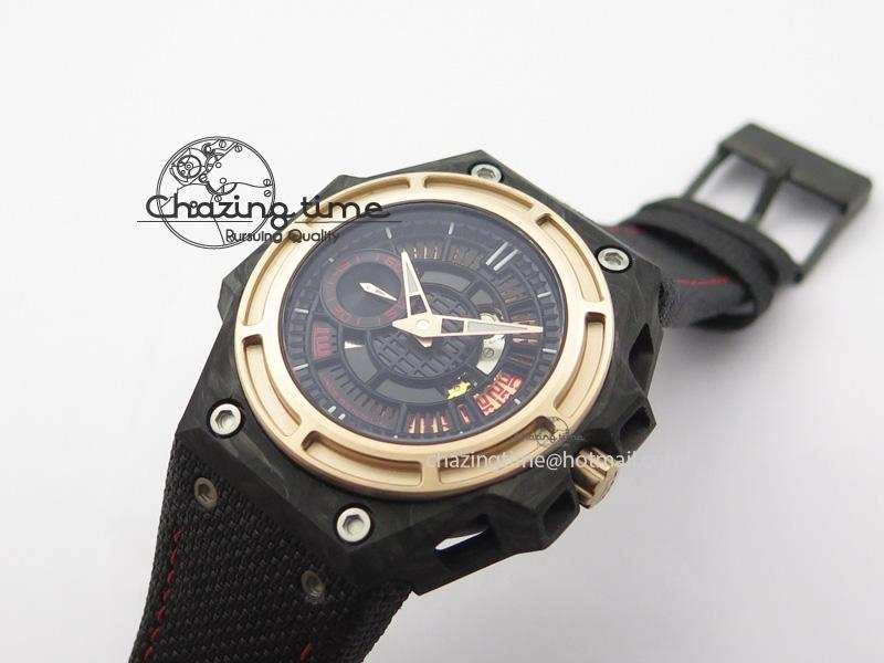 TravelReady Spidolite Tech Gold Forged Carbon  V6F Best Edition On Black Nylon Strap A 7525