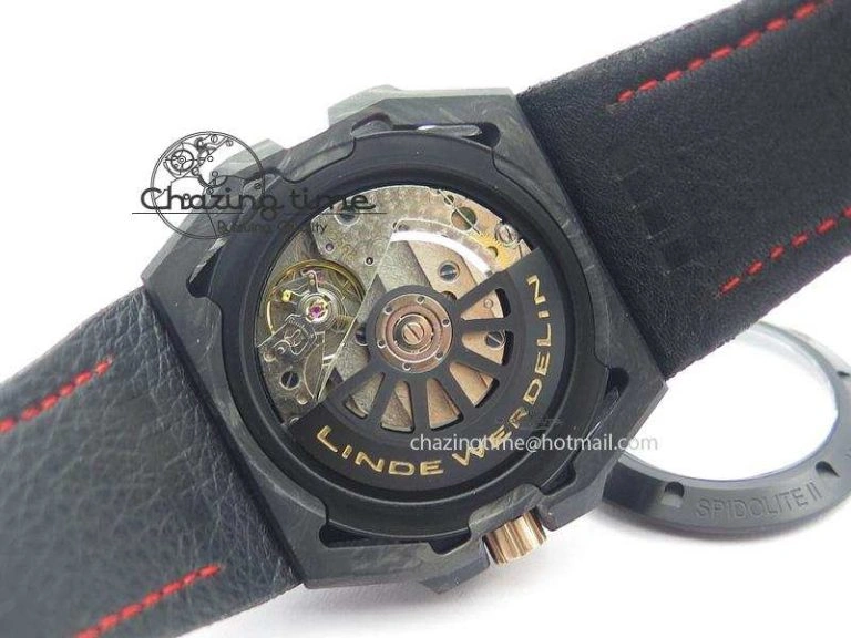 TravelReady Spidolite Tech Gold Forged Carbon  V6F Best Edition On Black Nylon Strap A 7525