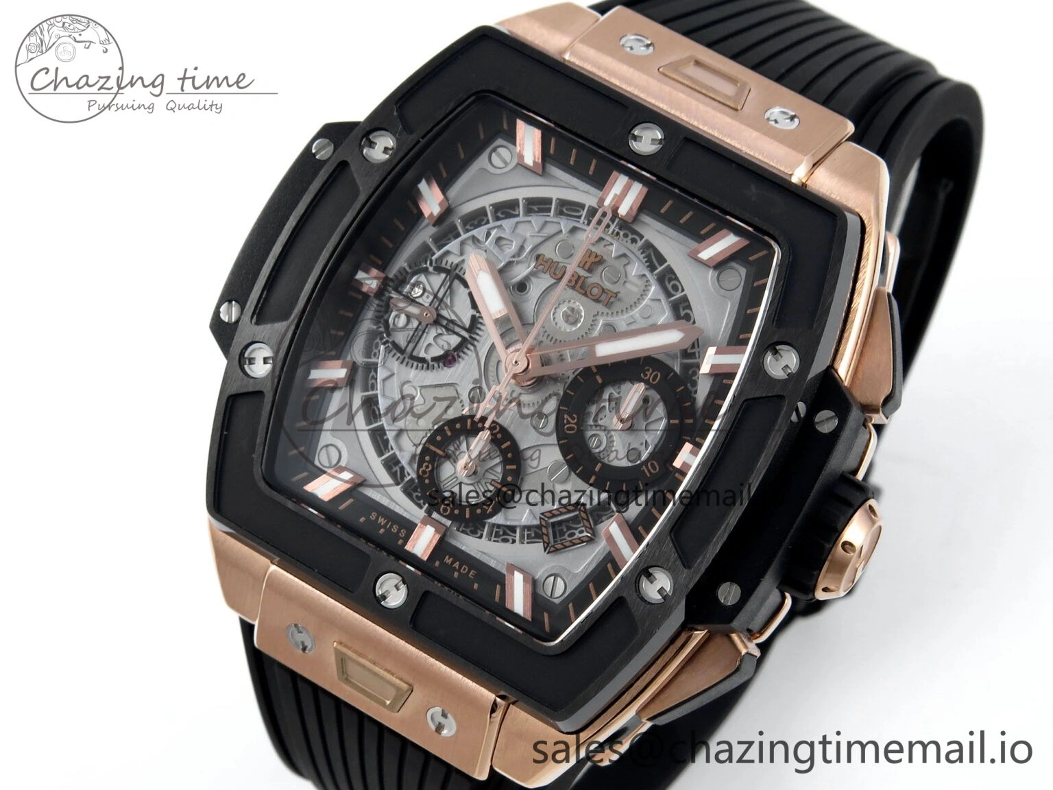 Spirit of Big Bang RG BBF 1:1 Best Edition Black Ceramic Bezel Skeleton Dial on Black Rubber Strap A Minimalist 6690