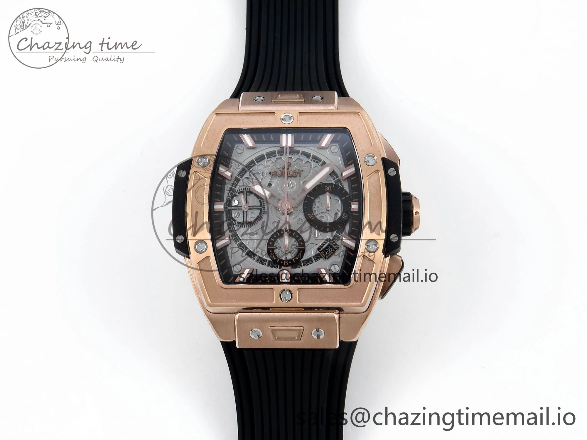 Timeless Spirit of Big Bang RG BBF 1:1 Best Edition RG Ceramic Bezel Skeleton Dial on Black Rubber Strap A 6689