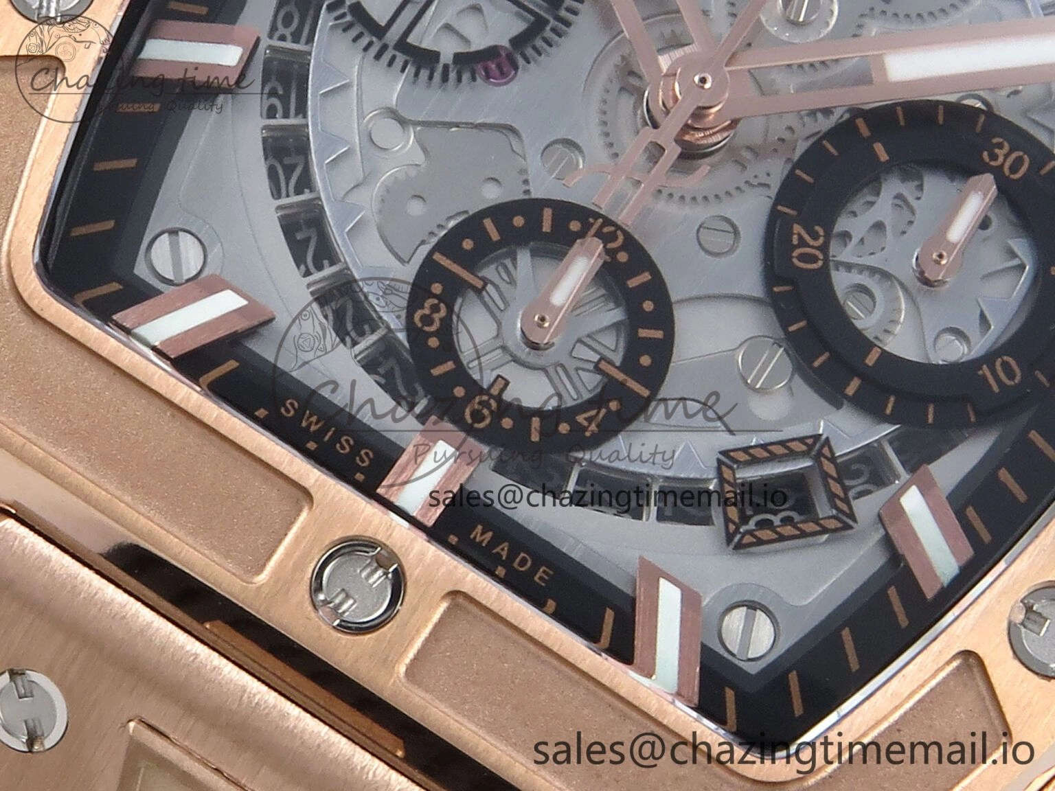Timeless Spirit of Big Bang RG BBF 1:1 Best Edition RG Ceramic Bezel Skeleton Dial on Black Rubber Strap A 6689