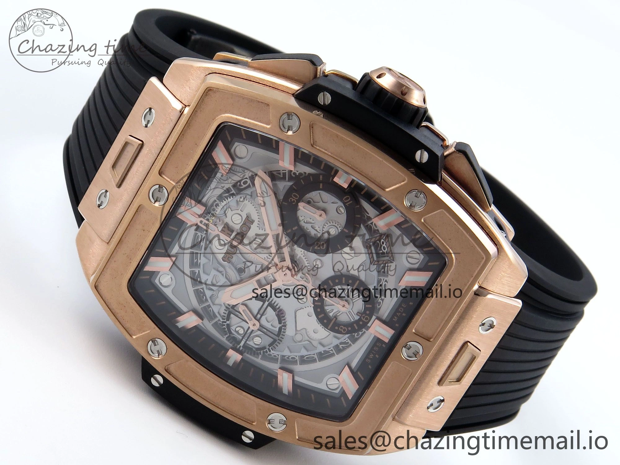 Timeless Spirit of Big Bang RG BBF 1:1 Best Edition RG Ceramic Bezel Skeleton Dial on Black Rubber Strap A 6689