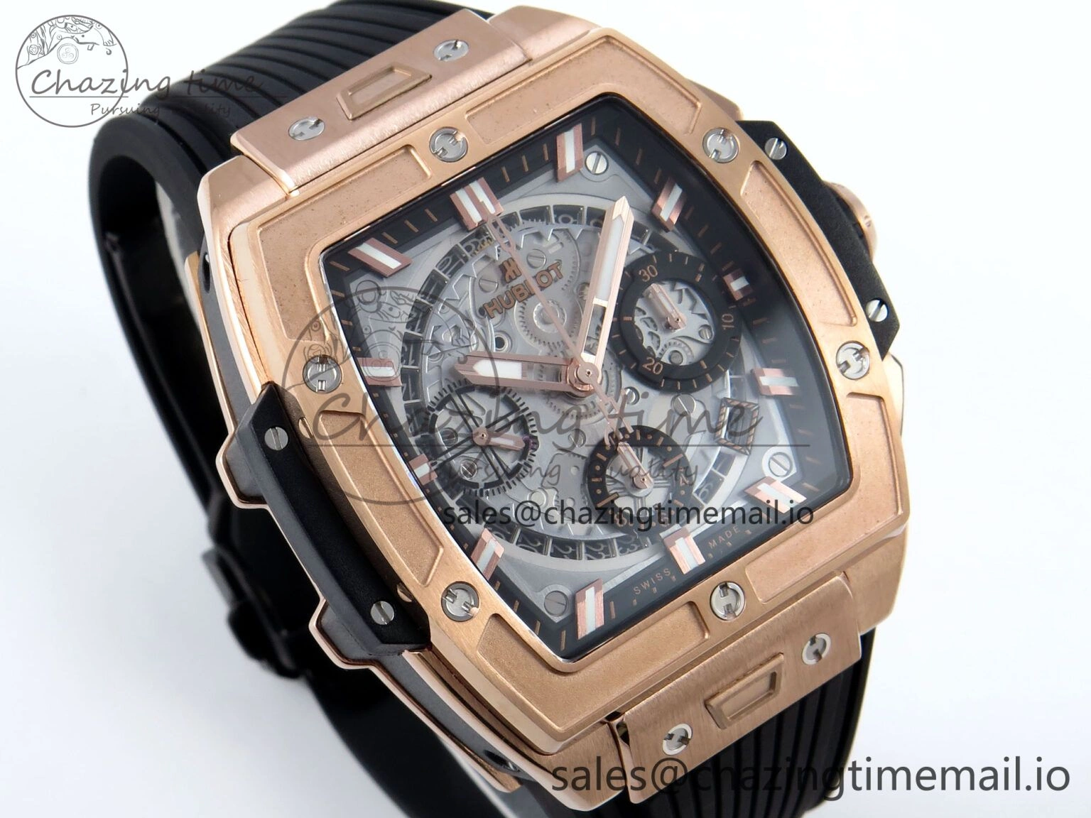 Timeless Spirit of Big Bang RG BBF 1:1 Best Edition RG Ceramic Bezel Skeleton Dial on Black Rubber Strap A 6689