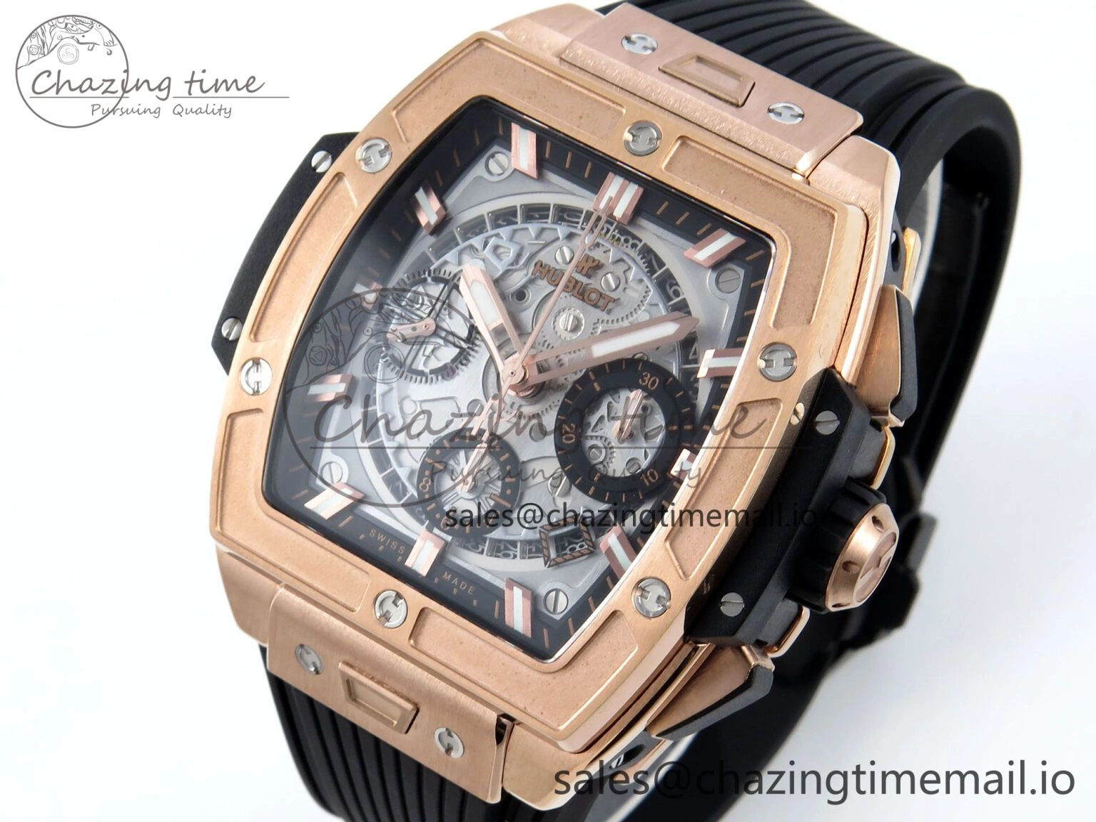 Timeless Spirit of Big Bang RG BBF 1:1 Best Edition RG Ceramic Bezel Skeleton Dial on Black Rubber Strap A 6689
