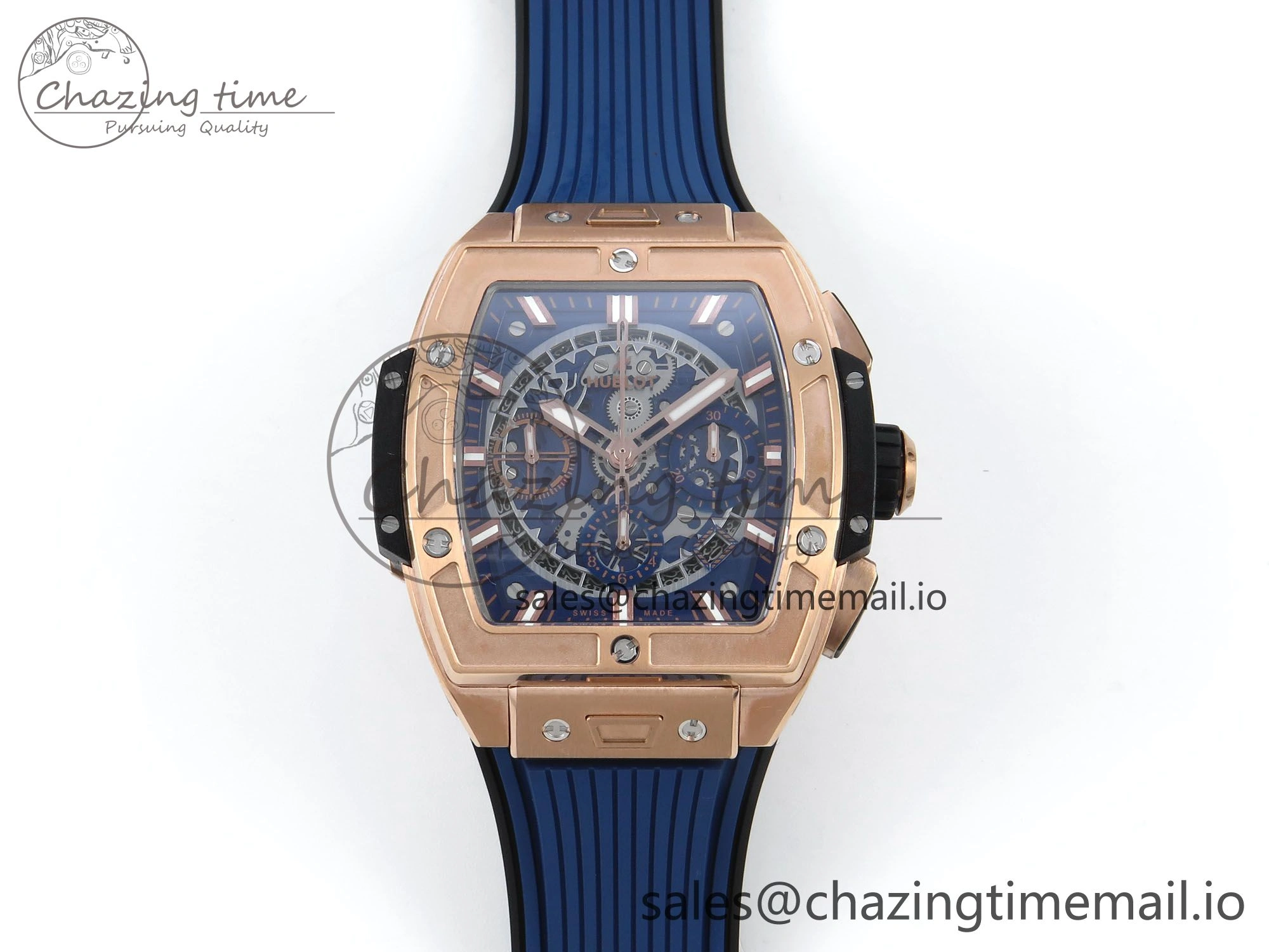 Fashionable Spirit of Big Bang RG BBF 1:1 Best Edition Skeleton Dial on Blue Rubber Strap A 6695