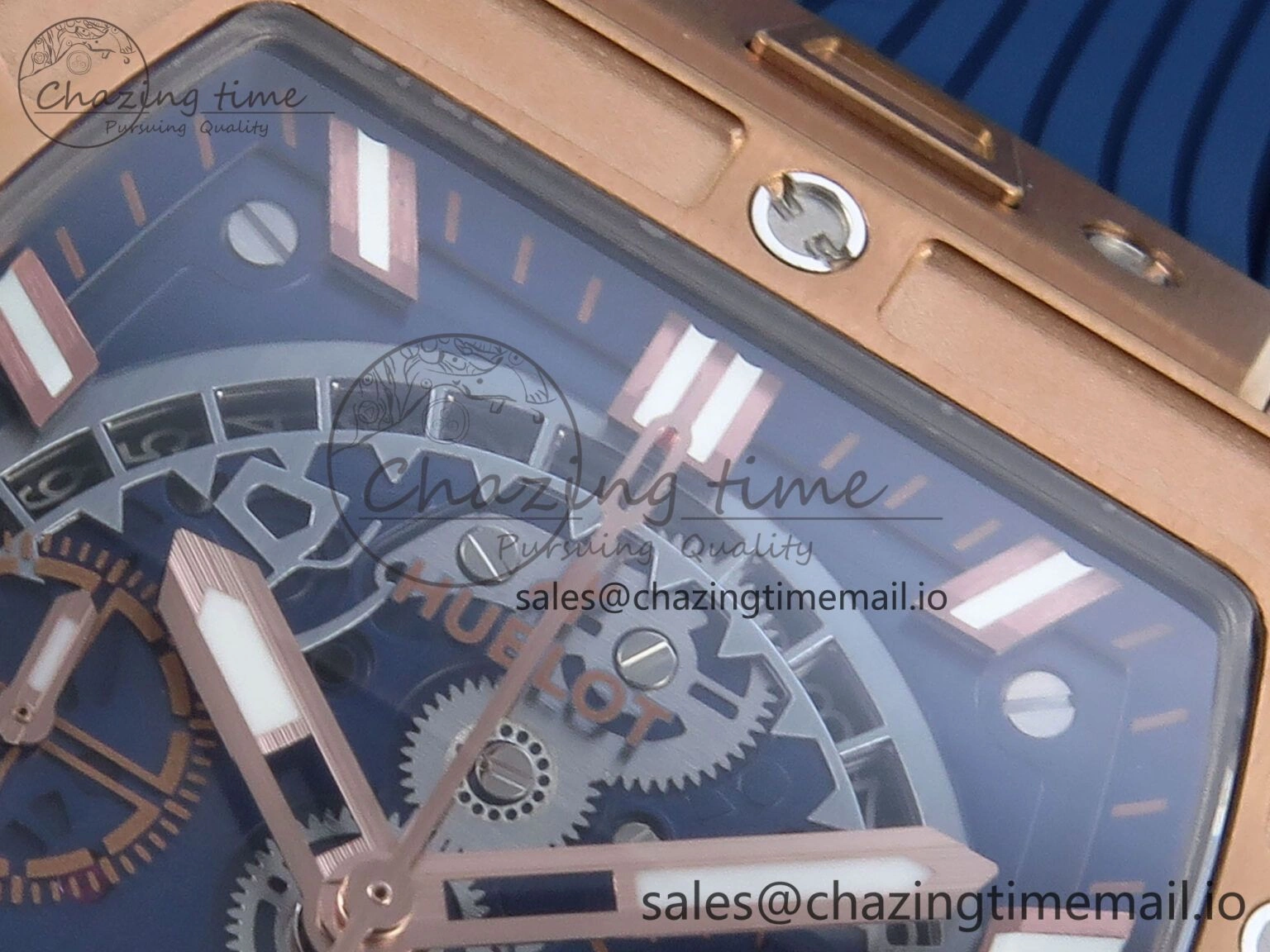 Fashionable Spirit of Big Bang RG BBF 1:1 Best Edition Skeleton Dial on Blue Rubber Strap A 6695