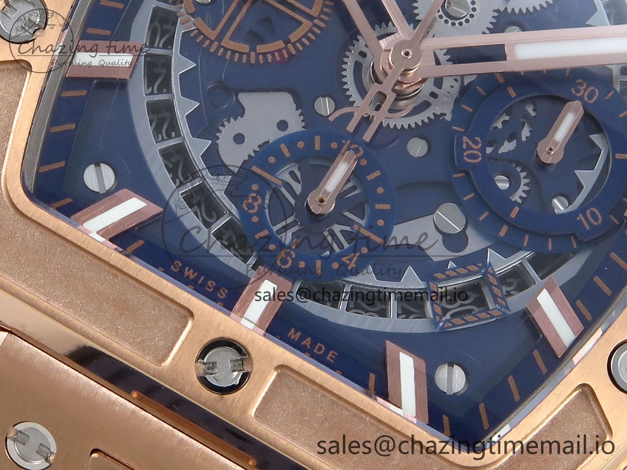 Fashionable Spirit of Big Bang RG BBF 1:1 Best Edition Skeleton Dial on Blue Rubber Strap A 6695