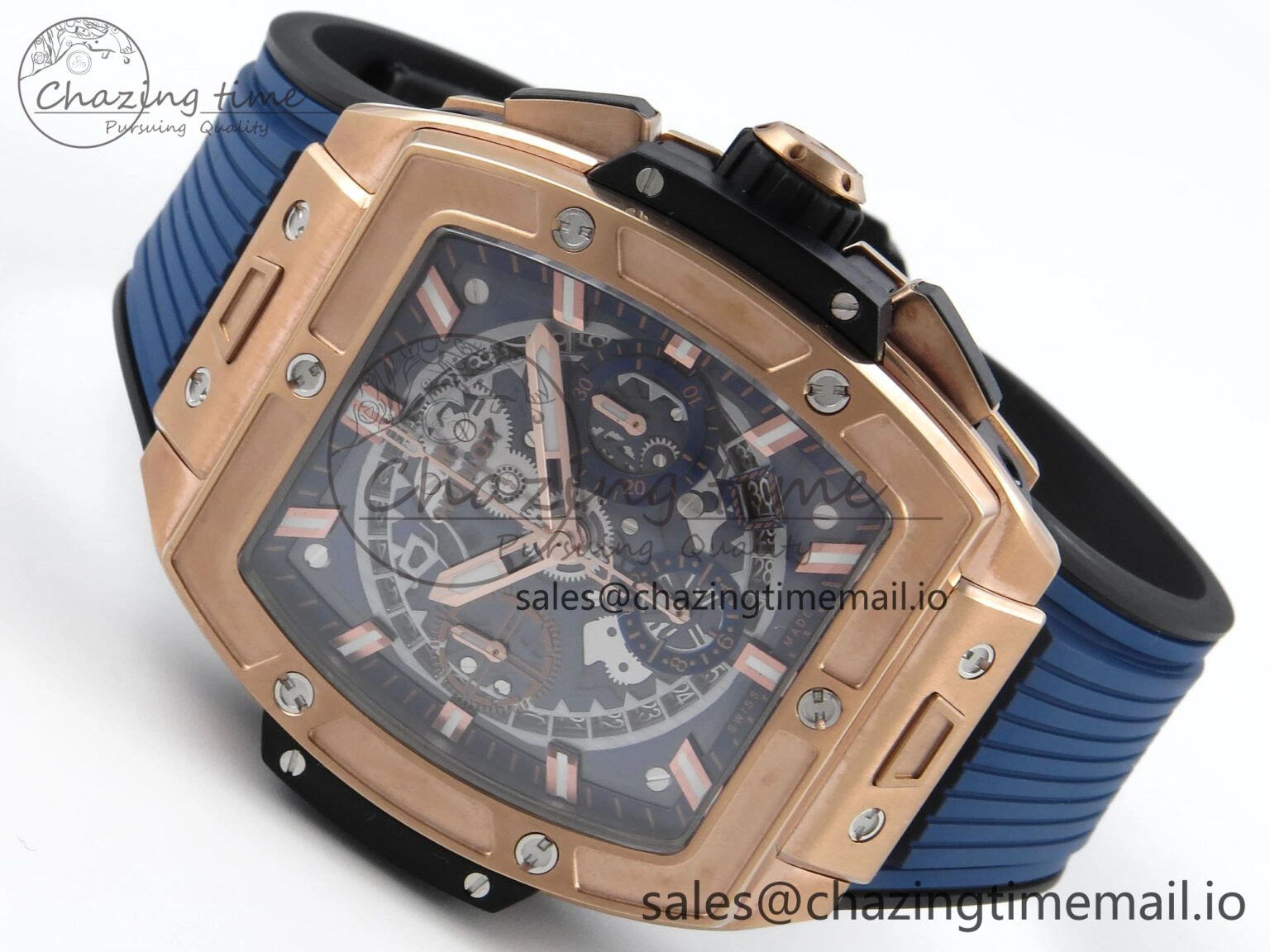Fashionable Spirit of Big Bang RG BBF 1:1 Best Edition Skeleton Dial on Blue Rubber Strap A 6695