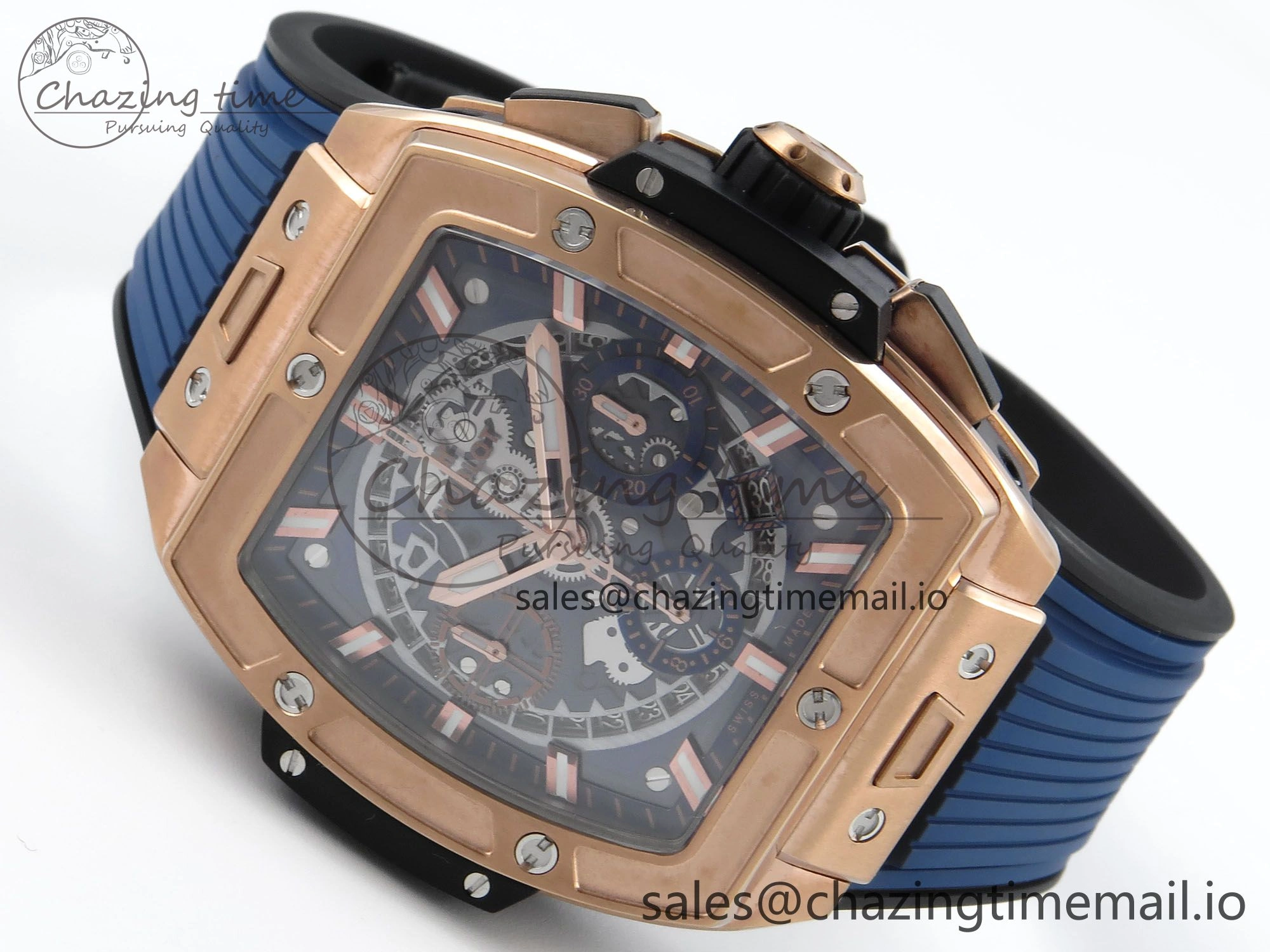 Fashionable Spirit of Big Bang RG BBF 1:1 Best Edition Skeleton Dial on Blue Rubber Strap A 6695