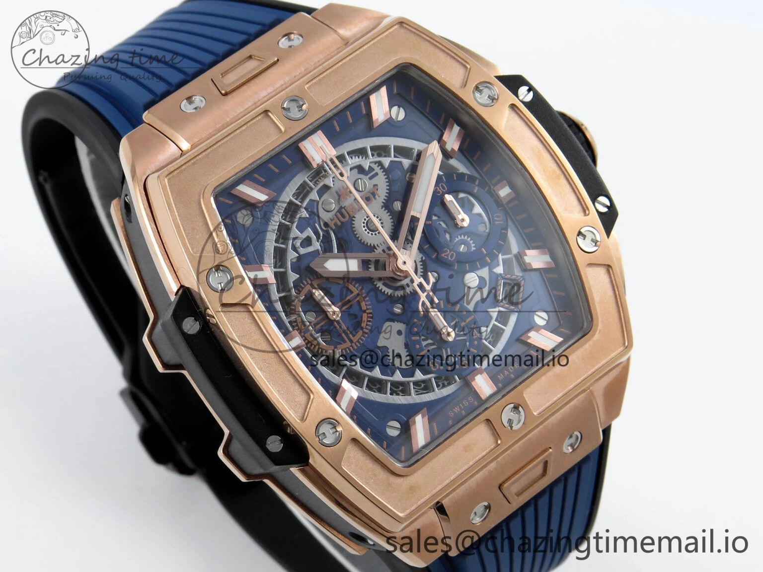 Fashionable Spirit of Big Bang RG BBF 1:1 Best Edition Skeleton Dial on Blue Rubber Strap A 6695