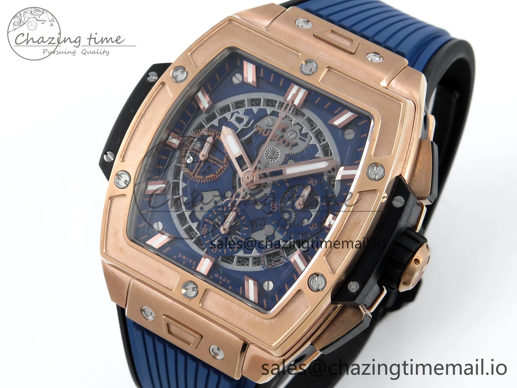 Fashionable Spirit of Big Bang RG BBF 1:1 Best Edition Skeleton Dial on Blue Rubber Strap A 6695