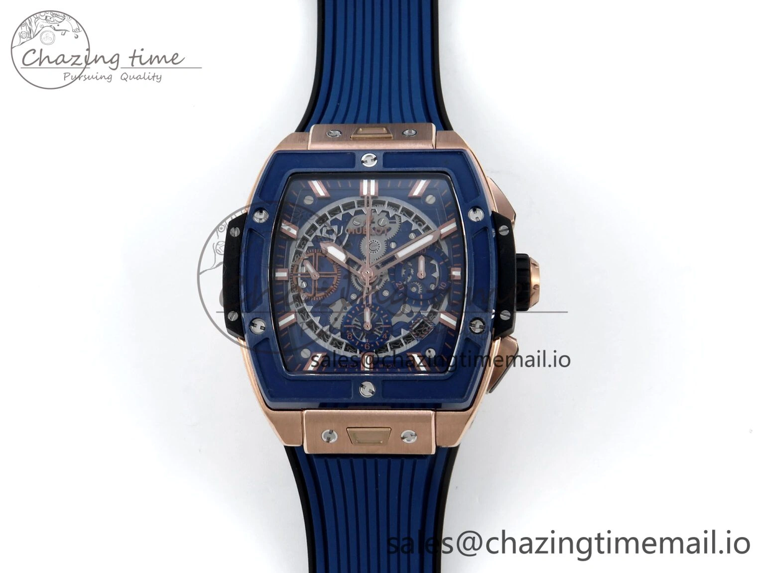 Original Spirit of Big Bang RG BBF 1:1 Best Edition Skeleton Dial on Blue Rubber Strap A 6693