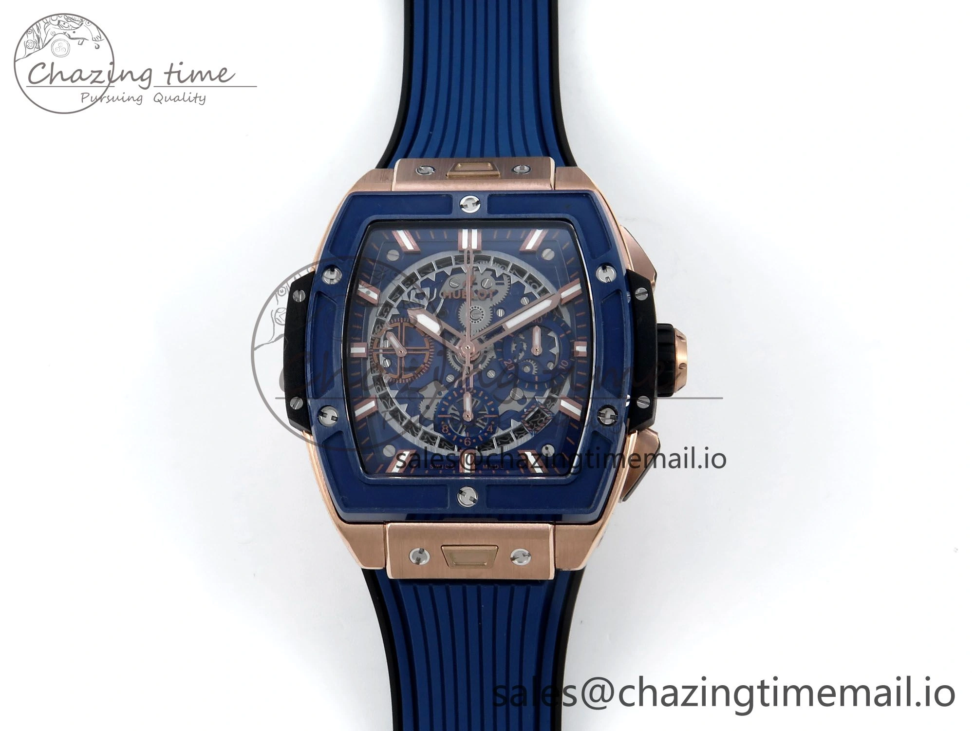 Original Spirit of Big Bang RG BBF 1:1 Best Edition Skeleton Dial on Blue Rubber Strap A 6693