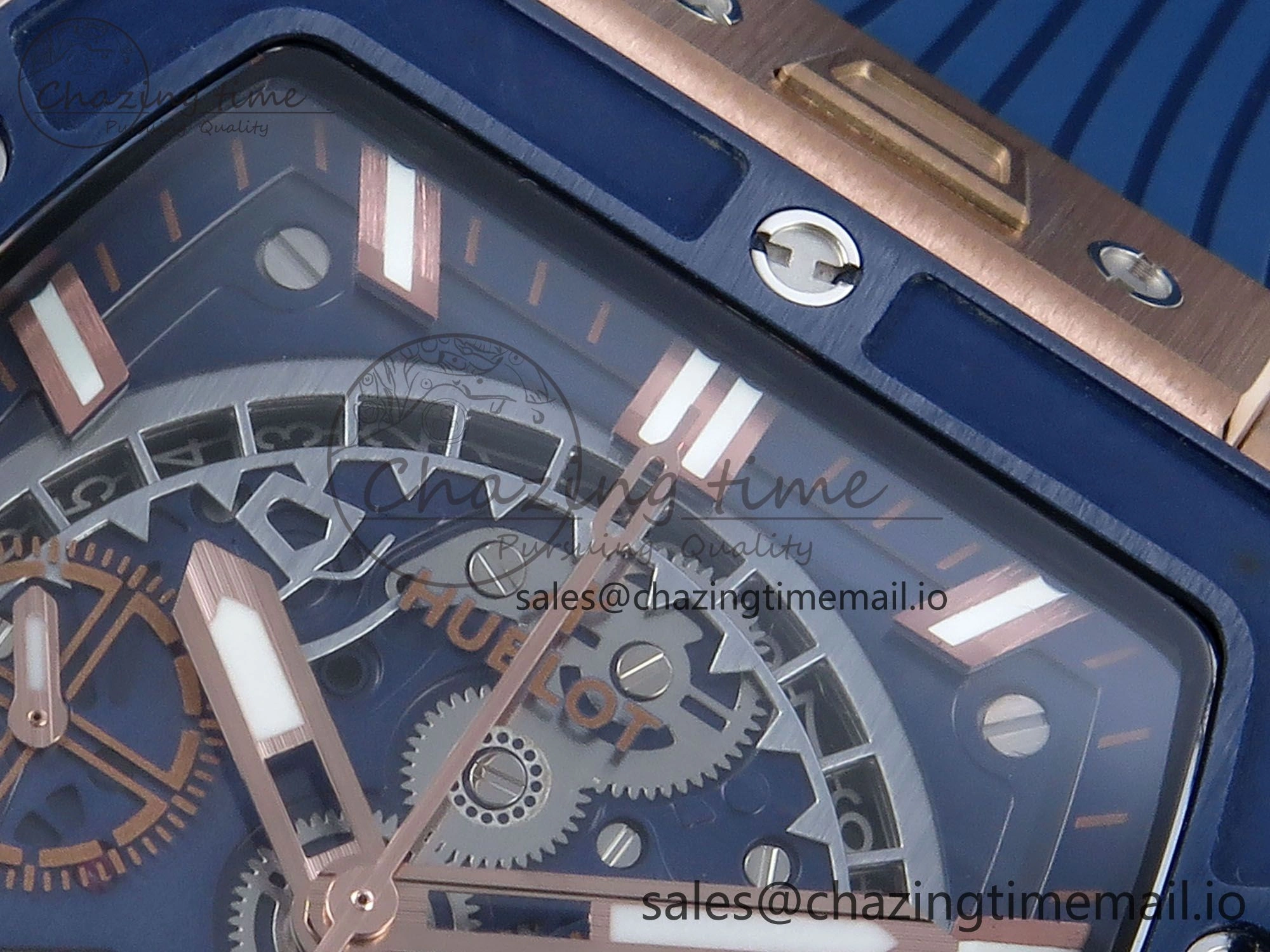 Original Spirit of Big Bang RG BBF 1:1 Best Edition Skeleton Dial on Blue Rubber Strap A 6693