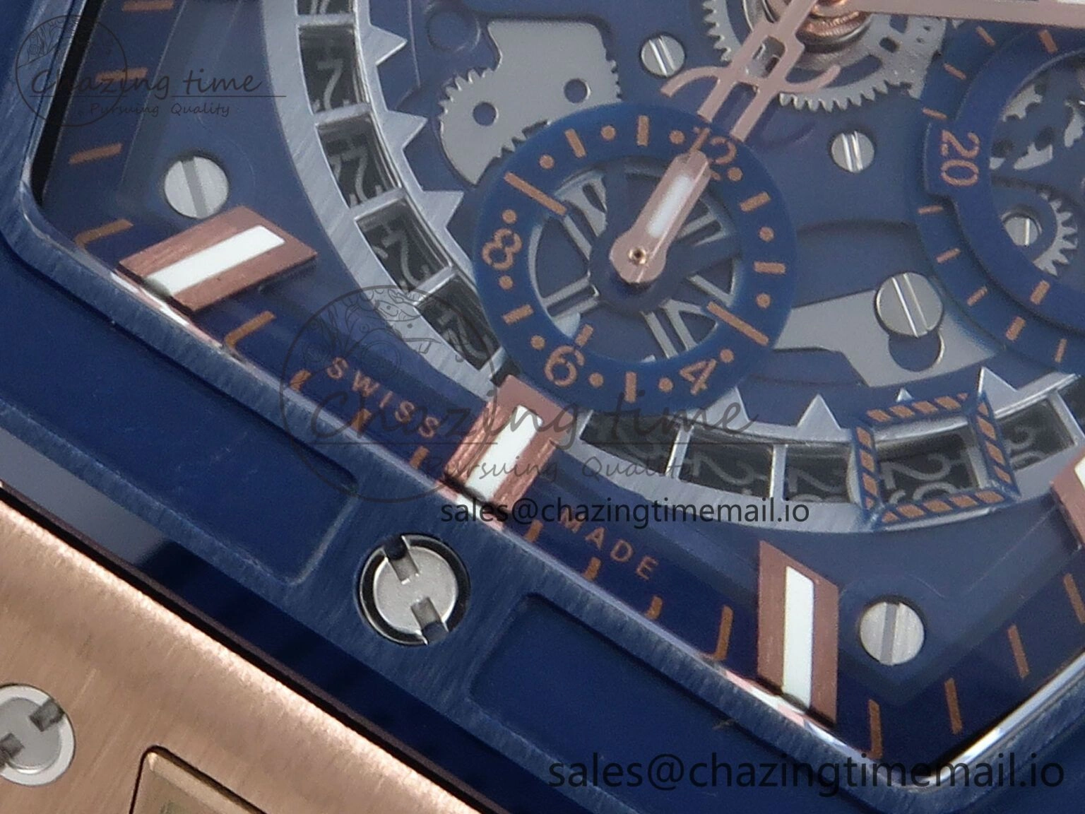 Original Spirit of Big Bang RG BBF 1:1 Best Edition Skeleton Dial on Blue Rubber Strap A 6693