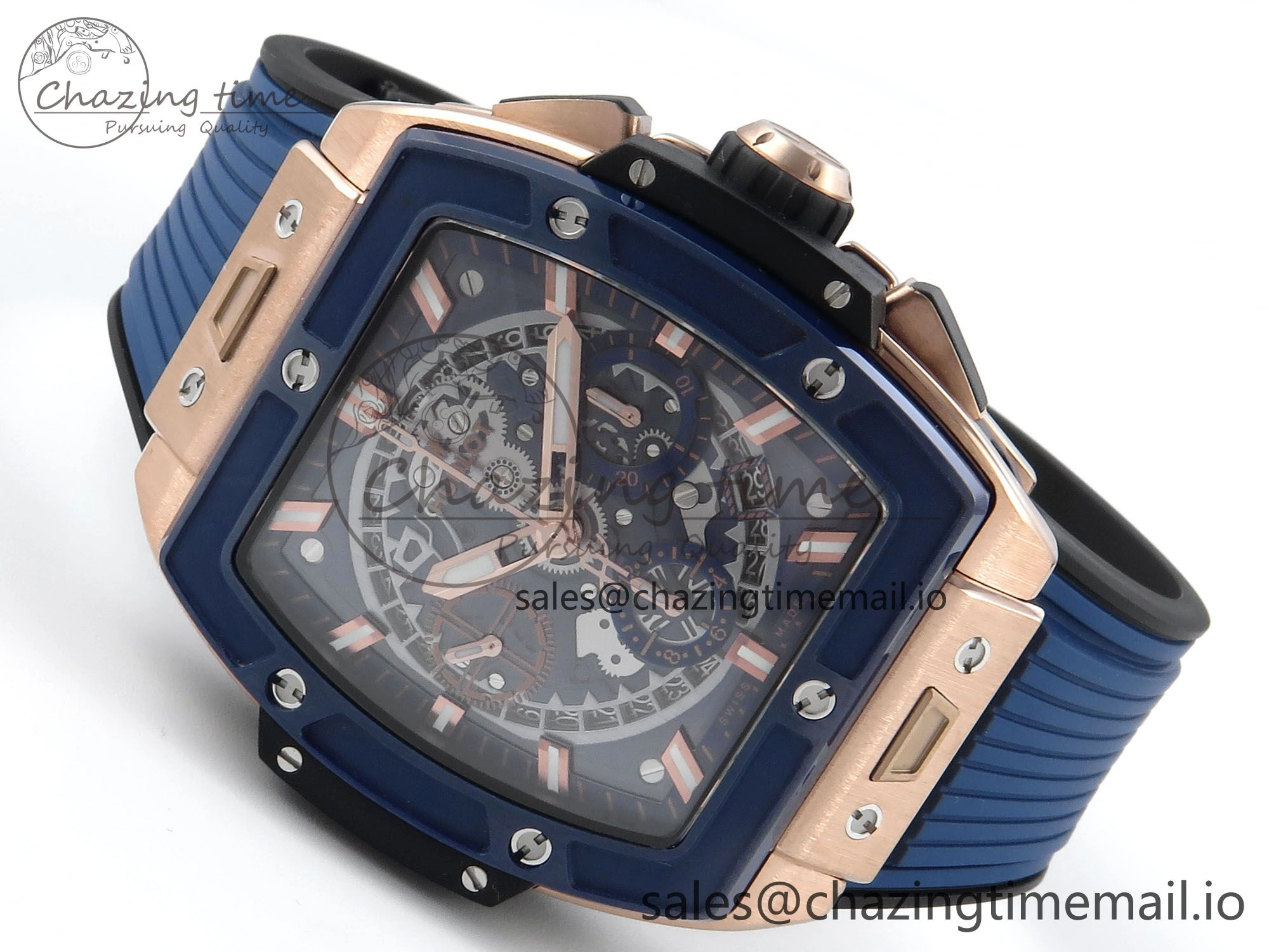 Original Spirit of Big Bang RG BBF 1:1 Best Edition Skeleton Dial on Blue Rubber Strap A 6693