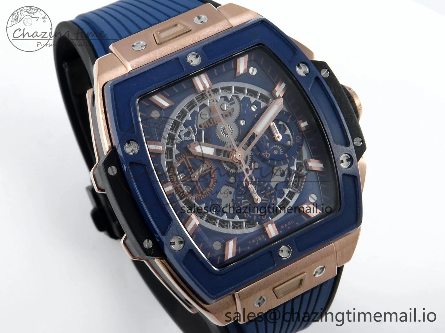 Original Spirit of Big Bang RG BBF 1:1 Best Edition Skeleton Dial on Blue Rubber Strap A 6693