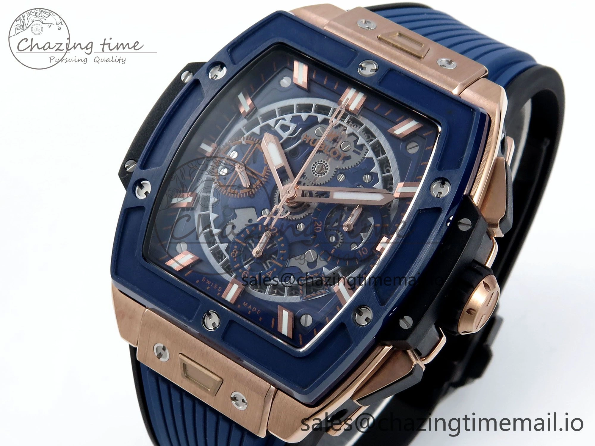 Original Spirit of Big Bang RG BBF 1:1 Best Edition Skeleton Dial on Blue Rubber Strap A 6693