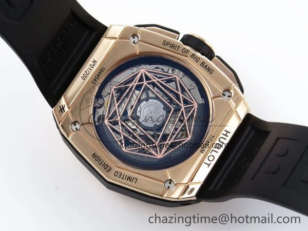 GoodFit Spirit of Big Bang Sang Bleu RG Full Diamonds BLSF Edition Skeleton Dial on Black Rubber Strap A 6735