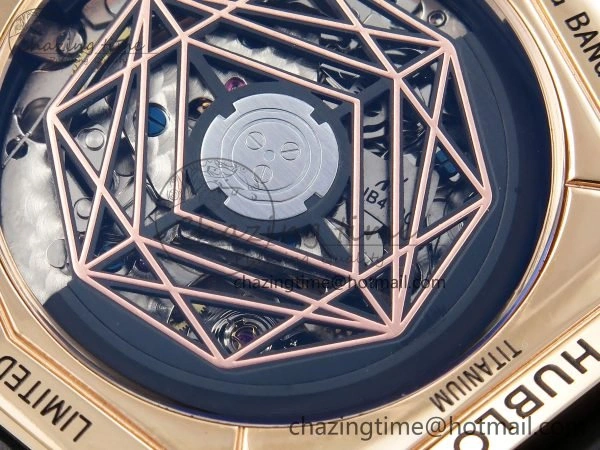 GoodFit Spirit of Big Bang Sang Bleu RG Full Diamonds BLSF Edition Skeleton Dial on Black Rubber Strap A 6735