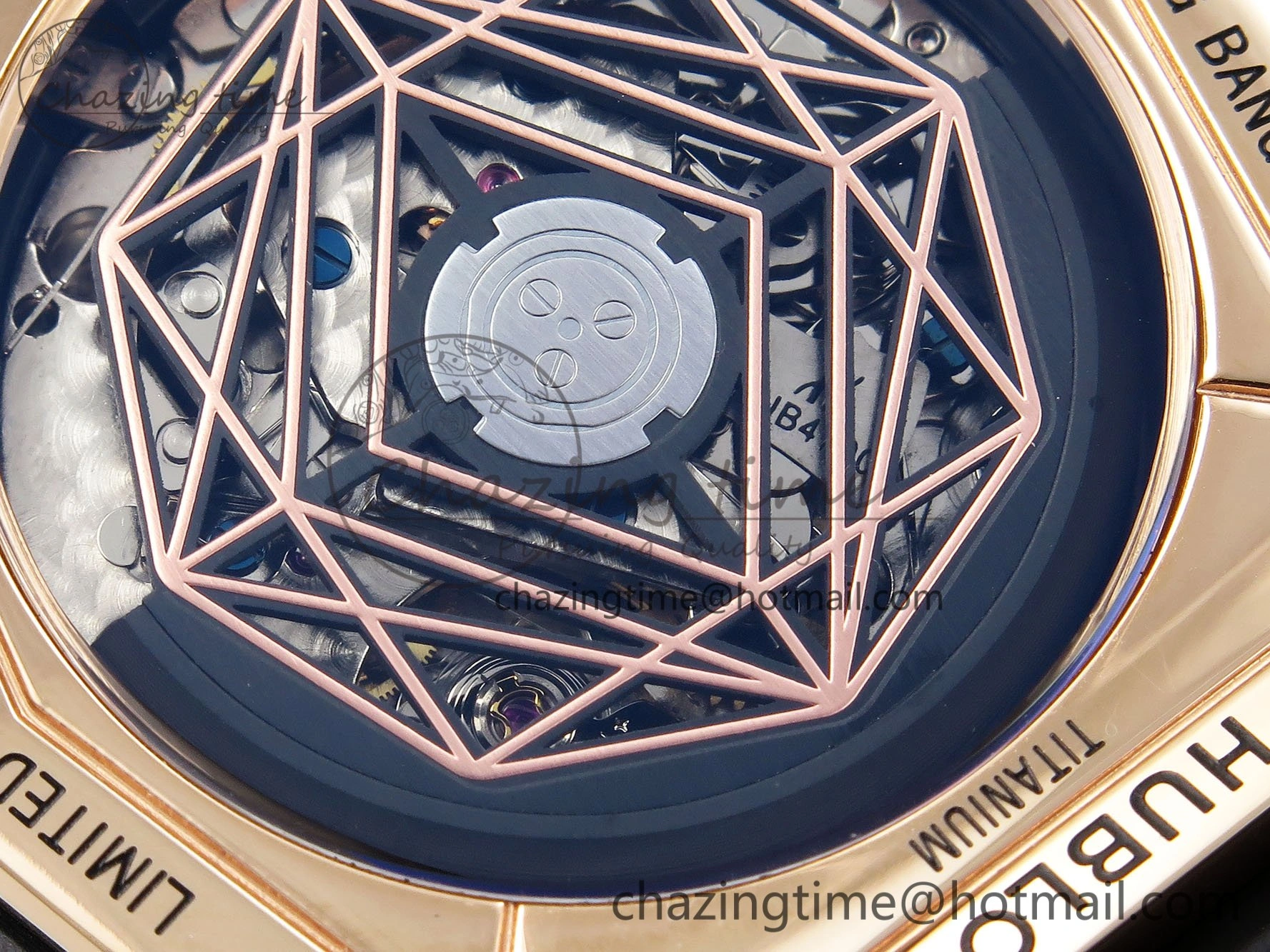 GoodFit Spirit of Big Bang Sang Bleu RG Full Diamonds BLSF Edition Skeleton Dial on Black Rubber Strap A 6735