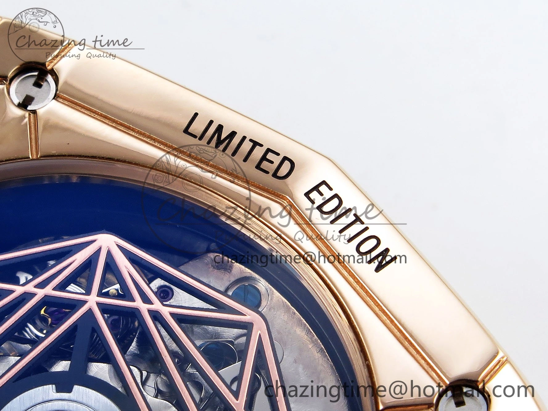 GoodFit Spirit of Big Bang Sang Bleu RG Full Diamonds BLSF Edition Skeleton Dial on Black Rubber Strap A 6735
