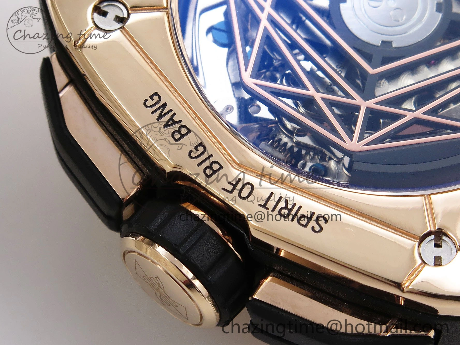 GoodFit Spirit of Big Bang Sang Bleu RG Full Diamonds BLSF Edition Skeleton Dial on Black Rubber Strap A 6735