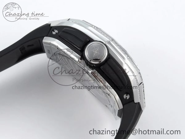 Sophisticated Spirit of Big Bang Sang Bleu SS Full Diamonds BLSF Edition Skeleton Dial on Black Rubber Strap A 6734
