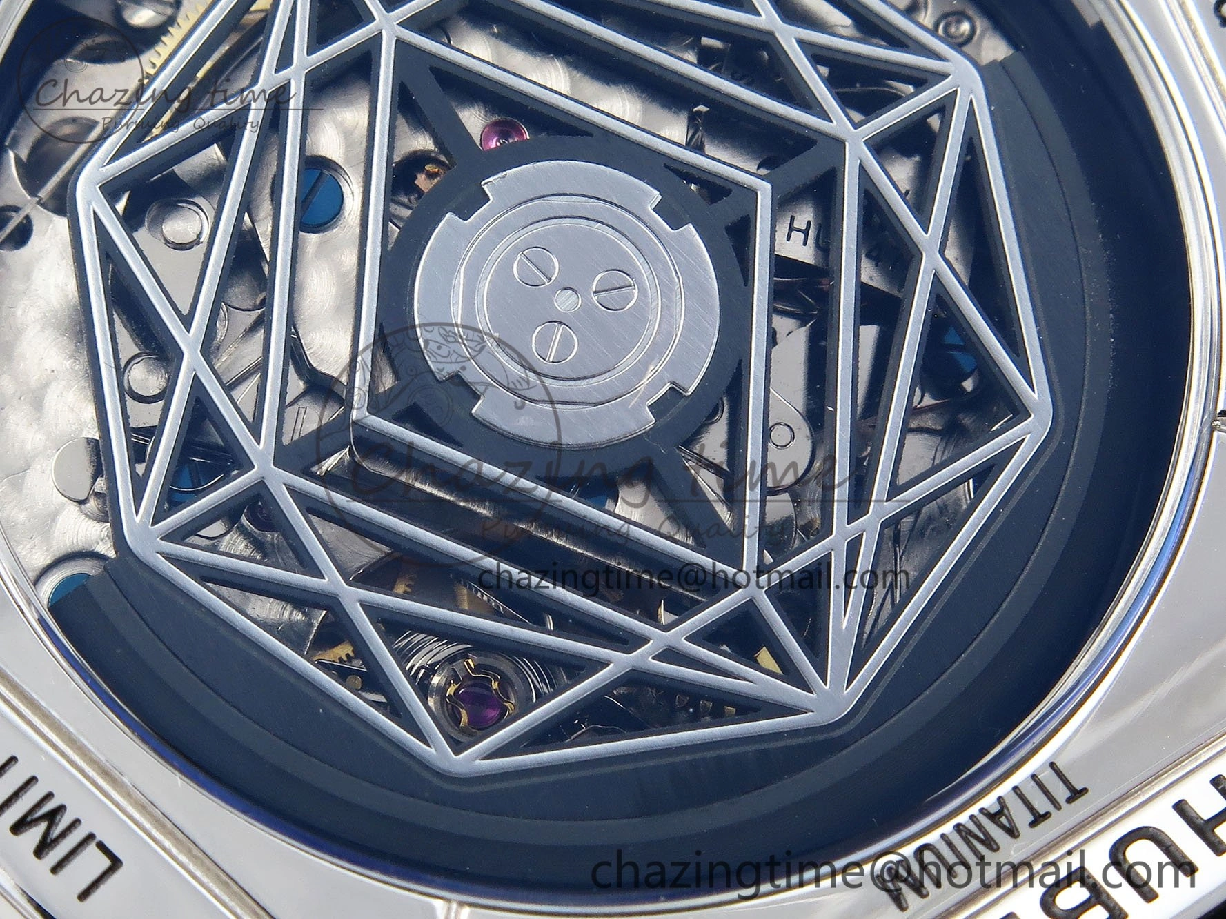 Sophisticated Spirit of Big Bang Sang Bleu SS Full Diamonds BLSF Edition Skeleton Dial on Black Rubber Strap A 6734