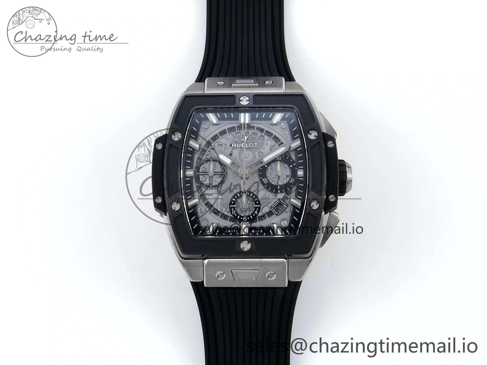 Youthful Spirit of Big Bang Titanium BBF 1:1 Best Edition Black Ceramic Bezel Skeleton Dial on Black Rubber Strap A 6694