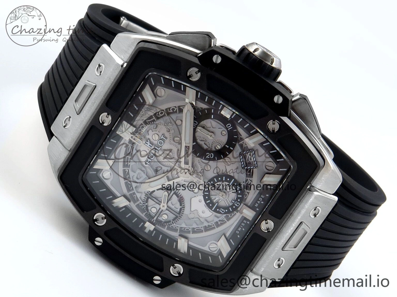 Youthful Spirit of Big Bang Titanium BBF 1:1 Best Edition Black Ceramic Bezel Skeleton Dial on Black Rubber Strap A 6694