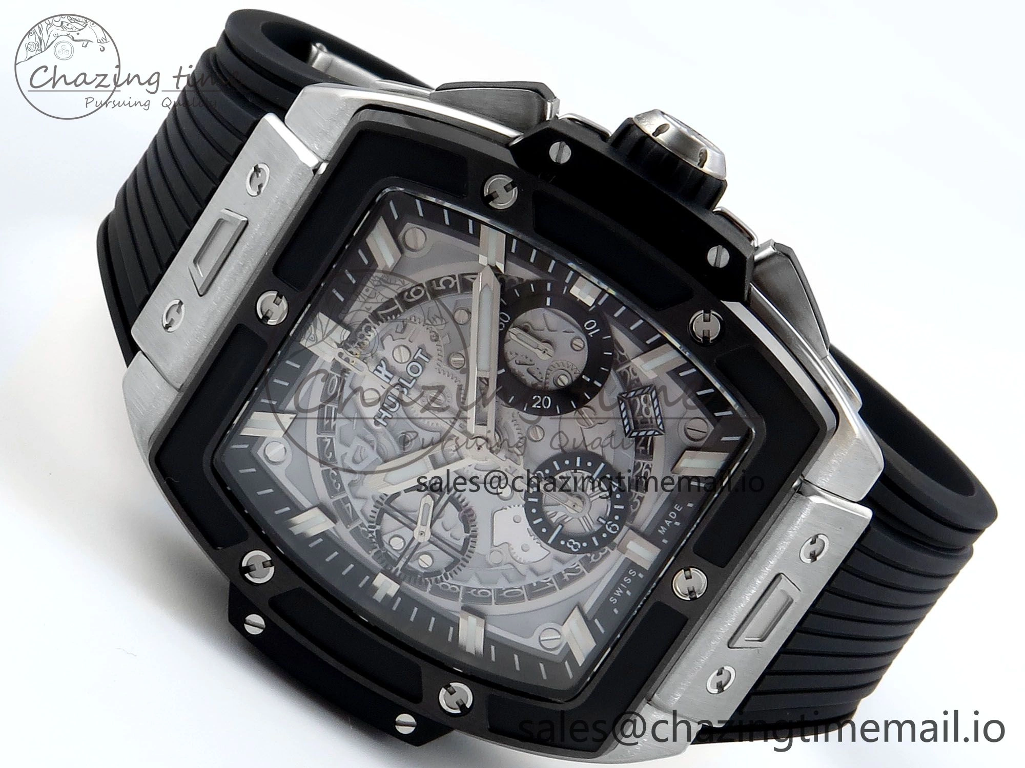 Youthful Spirit of Big Bang Titanium BBF 1:1 Best Edition Black Ceramic Bezel Skeleton Dial on Black Rubber Strap A 6694