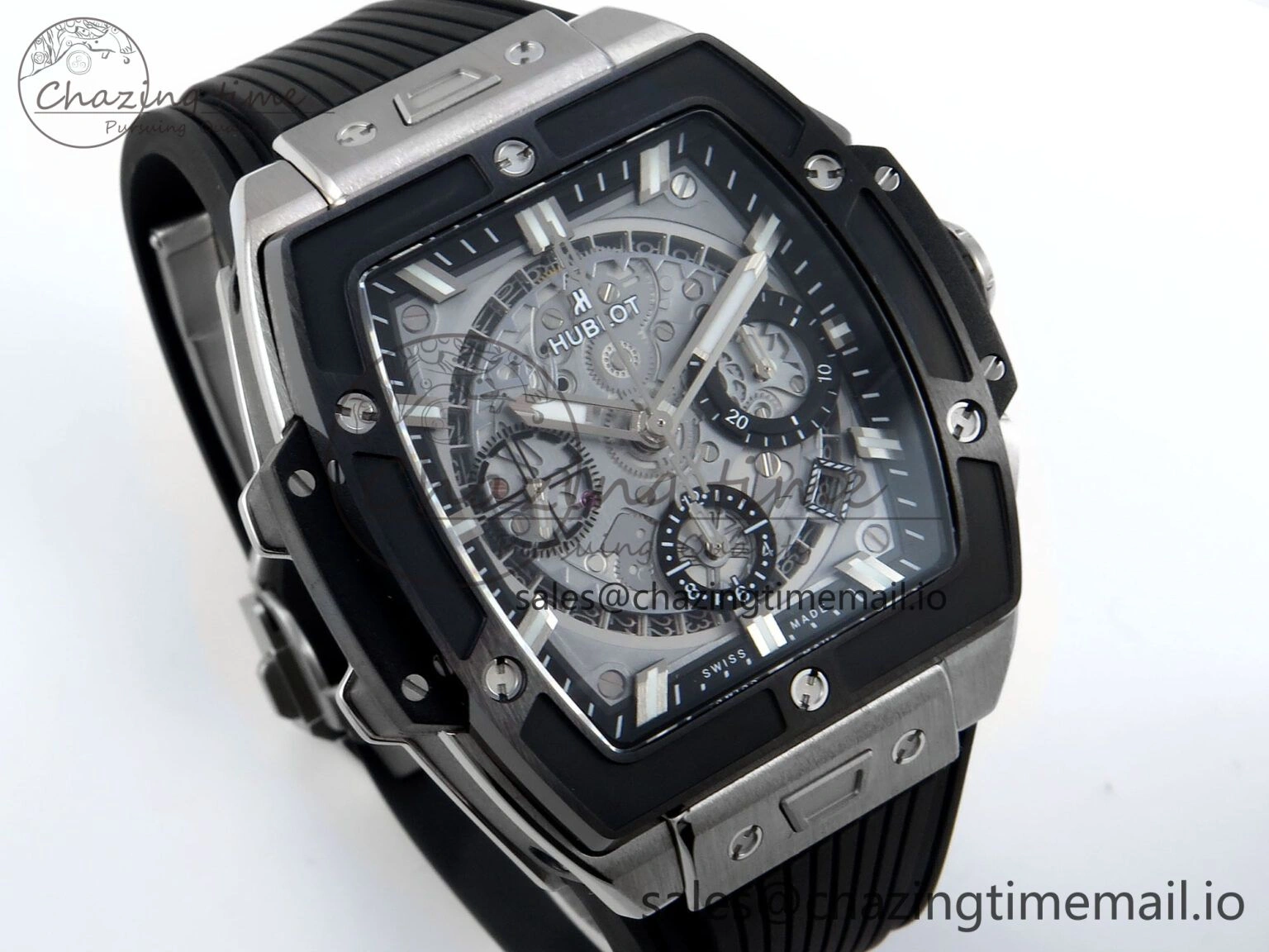Youthful Spirit of Big Bang Titanium BBF 1:1 Best Edition Black Ceramic Bezel Skeleton Dial on Black Rubber Strap A 6694