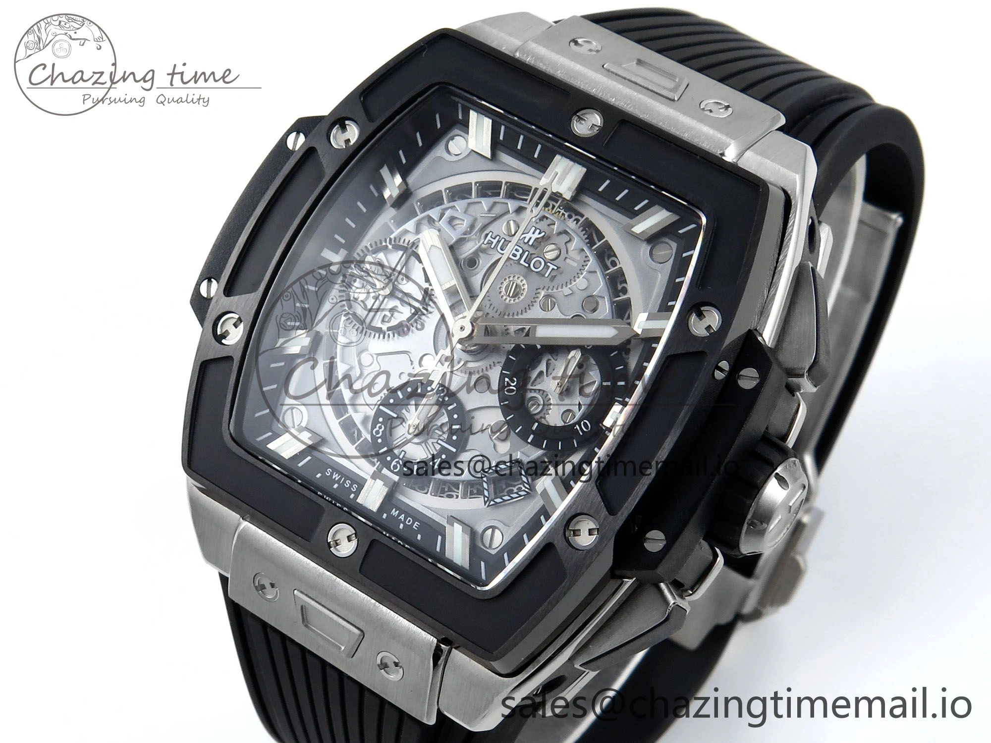 Youthful Spirit of Big Bang Titanium BBF 1:1 Best Edition Black Ceramic Bezel Skeleton Dial on Black Rubber Strap A 6694