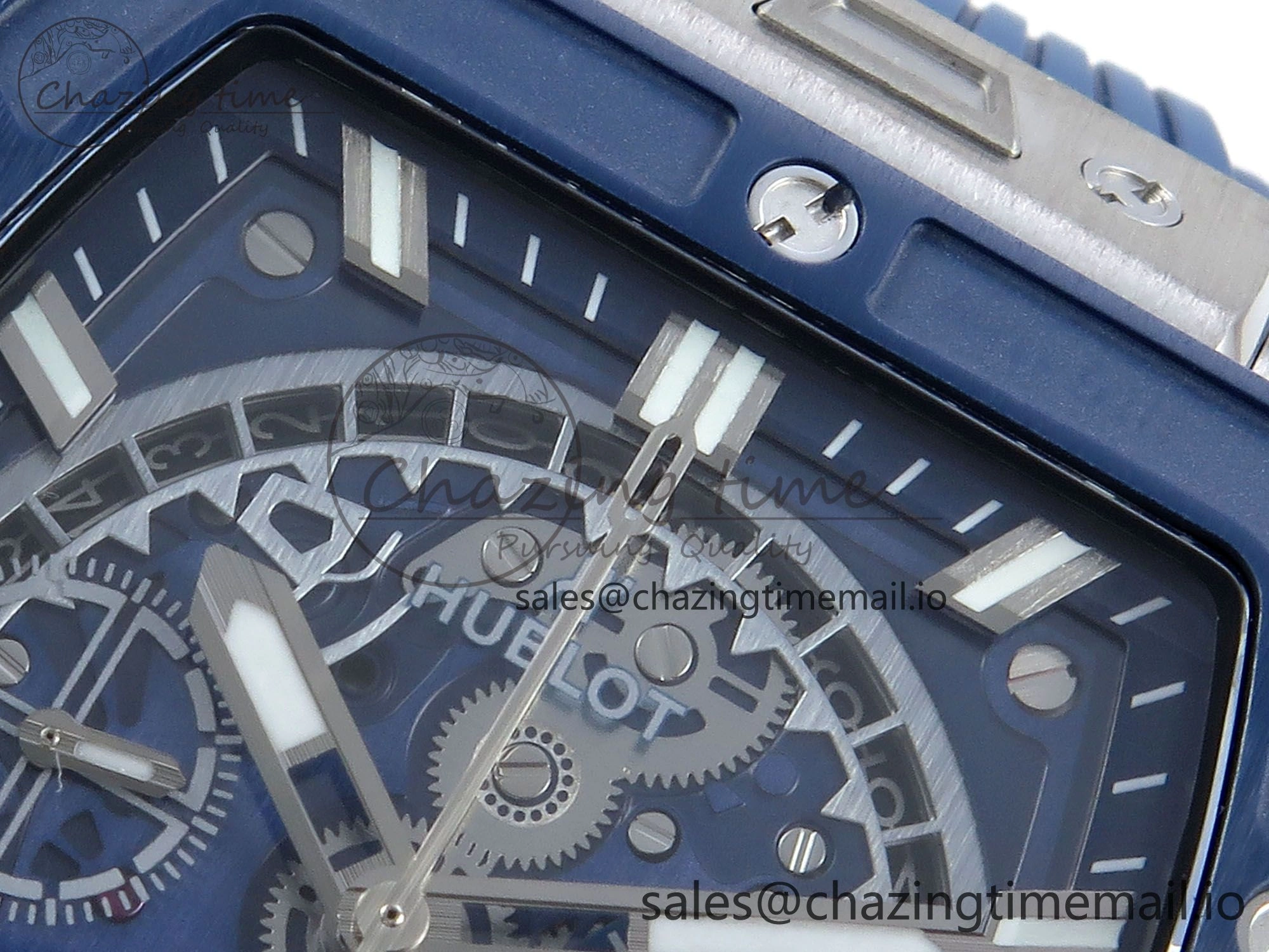 WellDesigned Spirit of Big Bang Titanium BBF 1:1 Best Edition Blue Ceramic Bezel Skeleton Dial on Blue Rubber Strap A 6698
