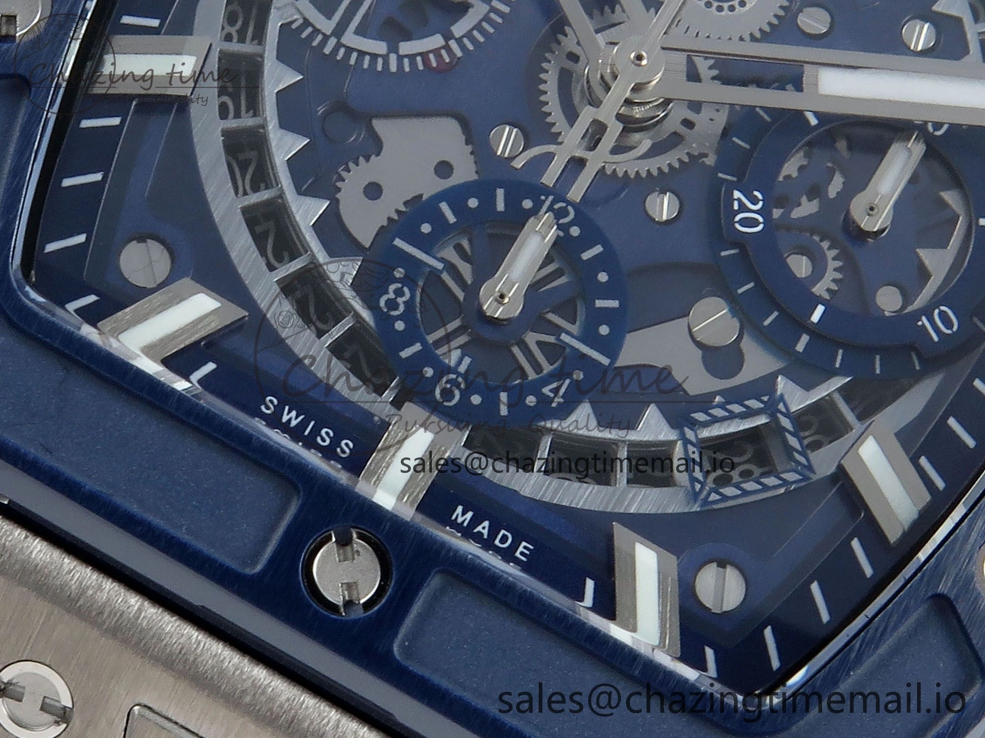 WellDesigned Spirit of Big Bang Titanium BBF 1:1 Best Edition Blue Ceramic Bezel Skeleton Dial on Blue Rubber Strap A 6698