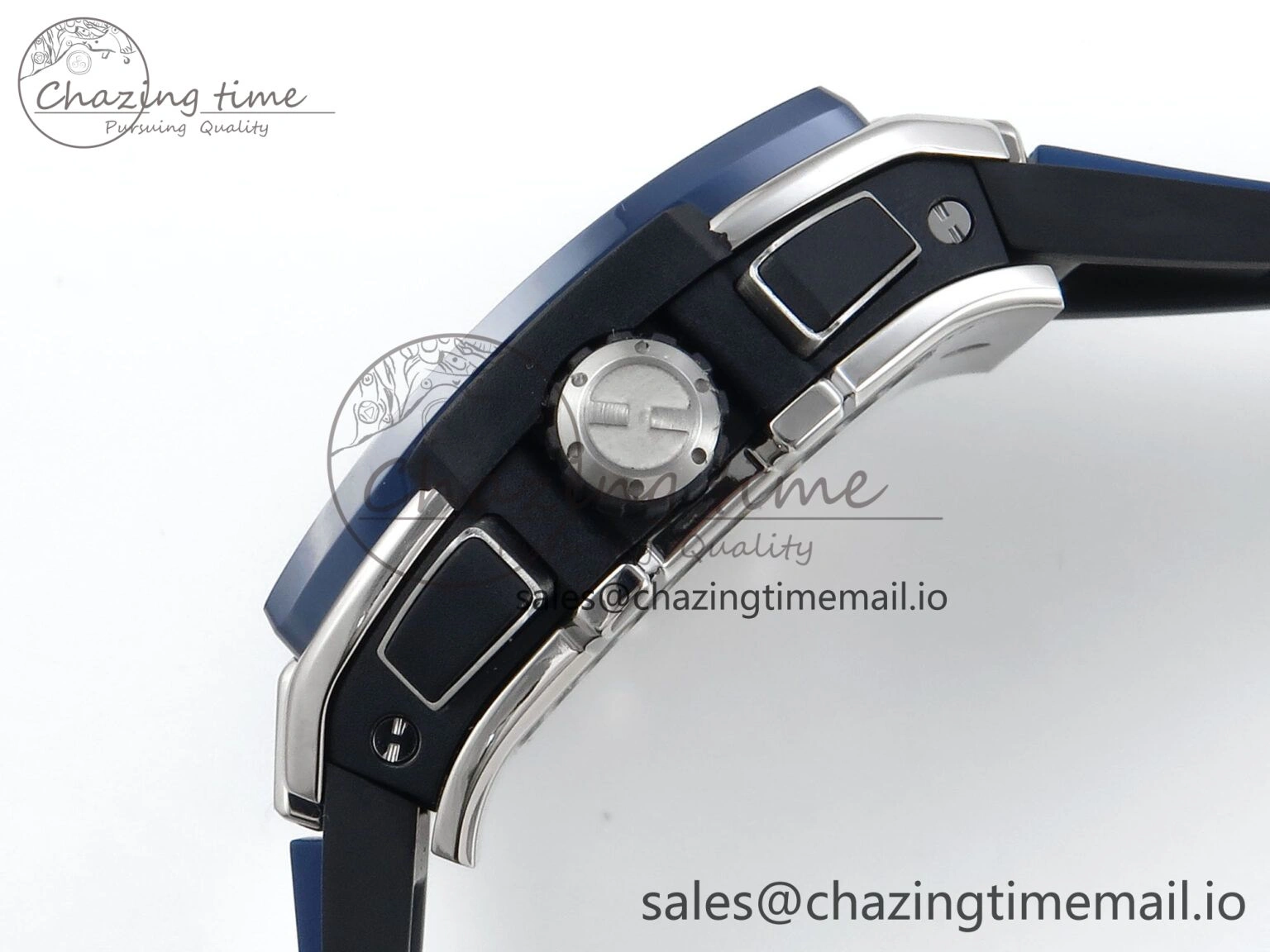 WellDesigned Spirit of Big Bang Titanium BBF 1:1 Best Edition Blue Ceramic Bezel Skeleton Dial on Blue Rubber Strap A 6698