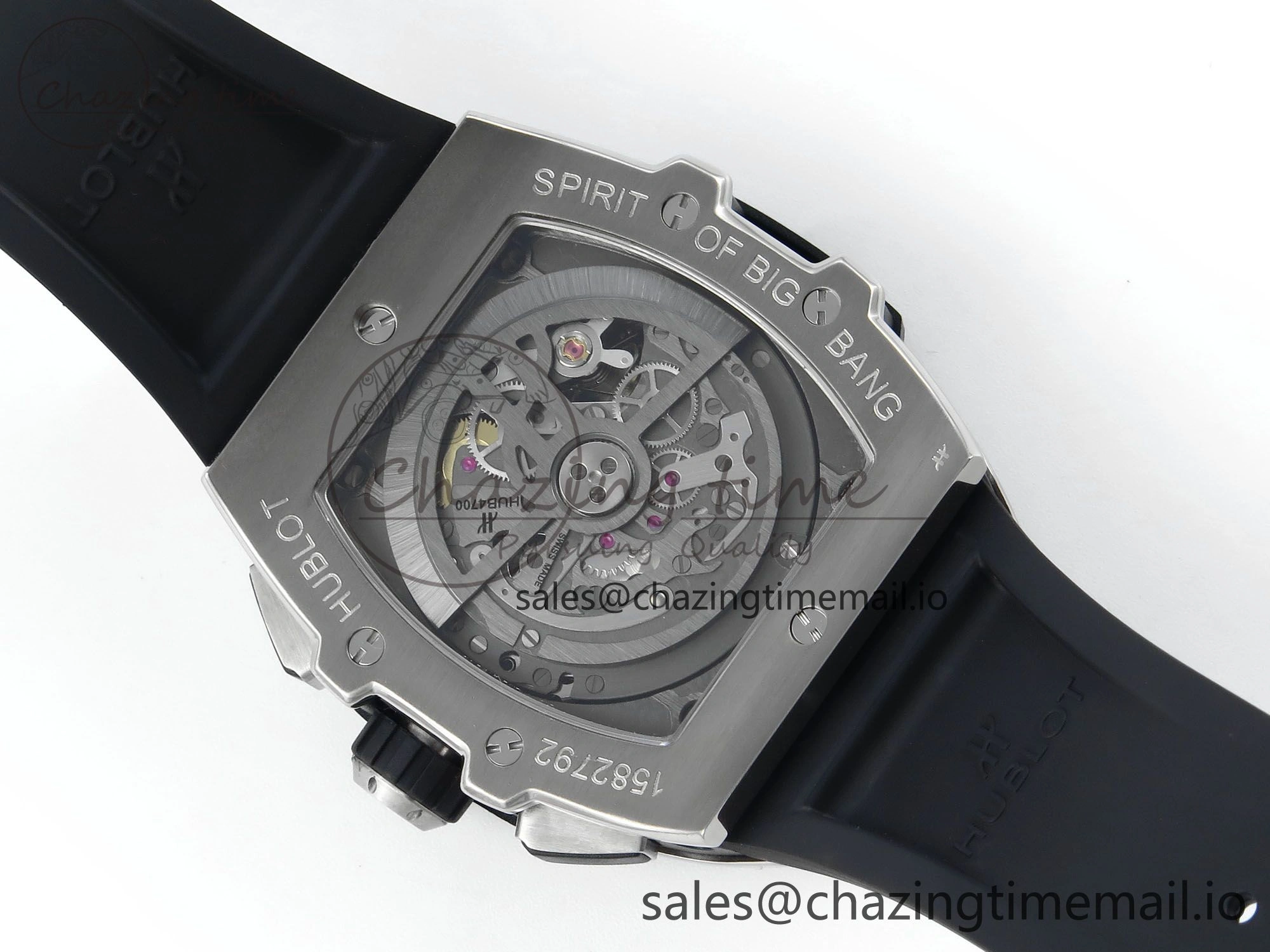 WellDesigned Spirit of Big Bang Titanium BBF 1:1 Best Edition Blue Ceramic Bezel Skeleton Dial on Blue Rubber Strap A 6698